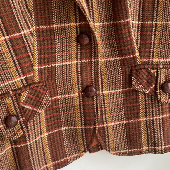 Zara Basic Brown Wool Blend Tweed Blazer with Velvet Elbow Pads, Size S - Picture 7 of 13